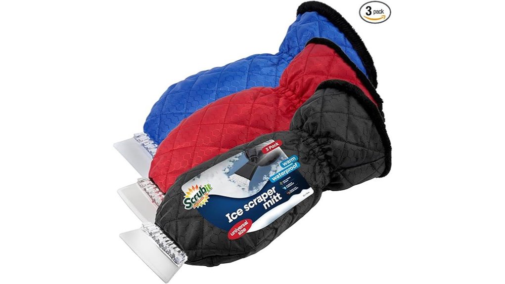 3 pack fleece gloved ice scrapers