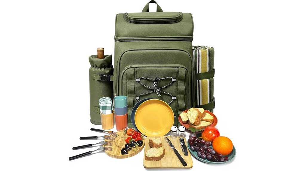 4 person picnic backpack with blanket