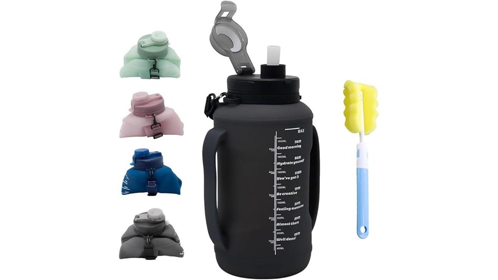 64oz silicone foldable straw bottle