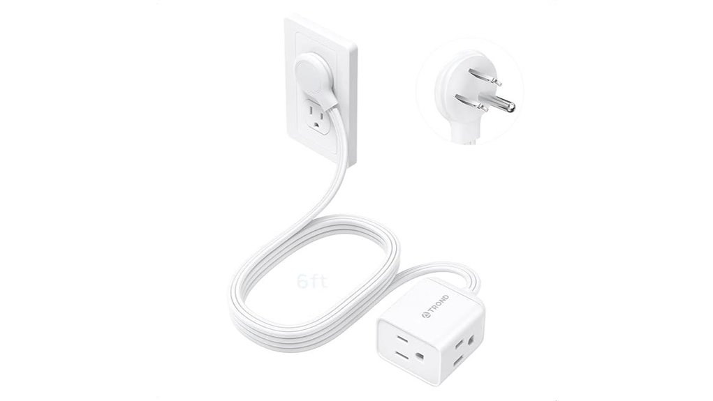 6ft right angle 3 outlet extension