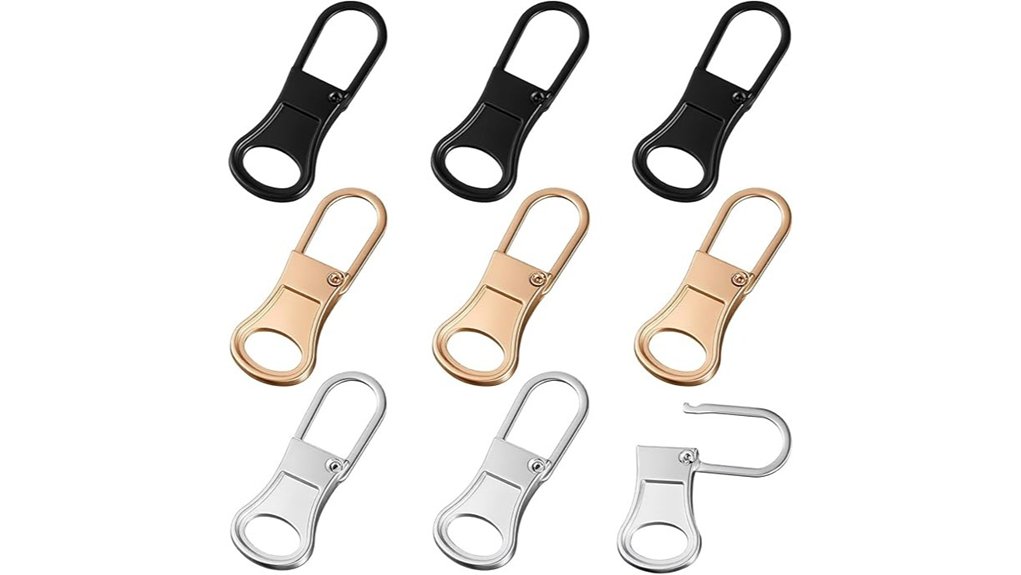 9 piece detachable metal zipper pulls