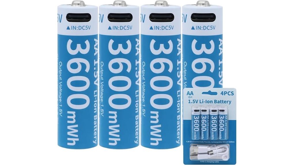 aa 3600mwh usb c rechargeable