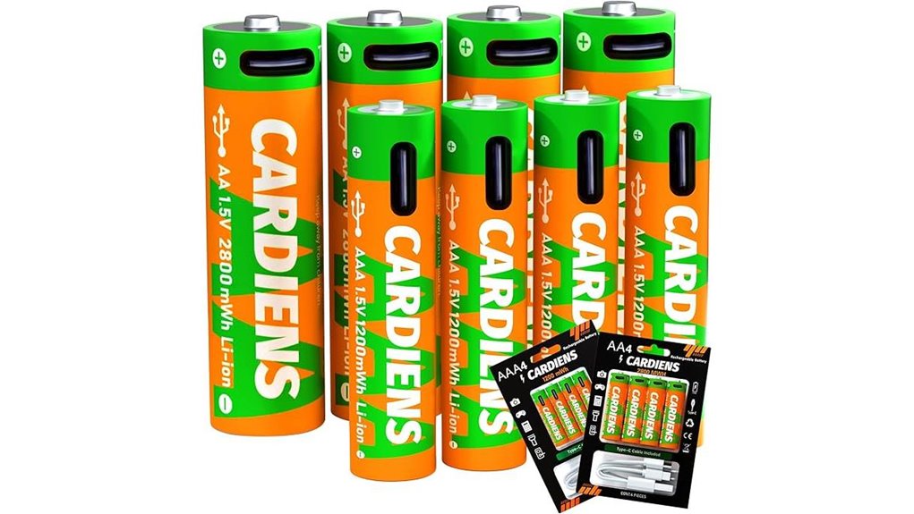 aa aaa 8 pack usb batteries