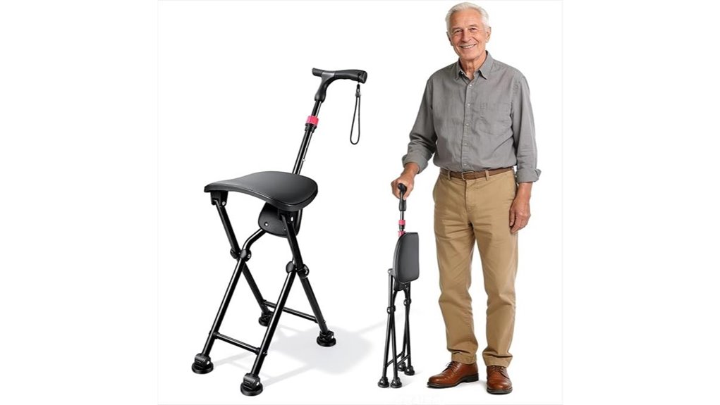adjustable aluminum folding cane seat