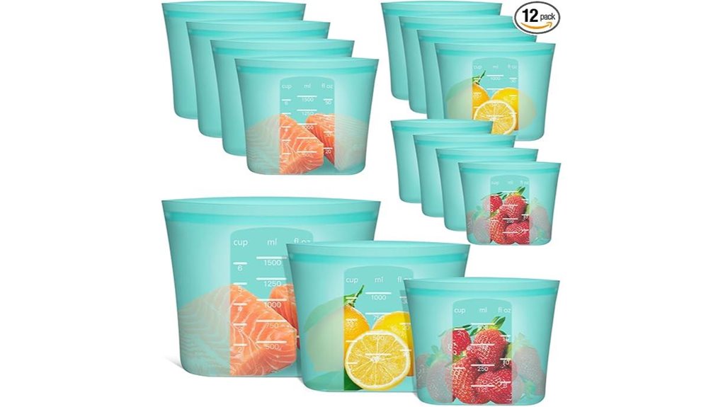aqua 12 pack reusable silicone bags