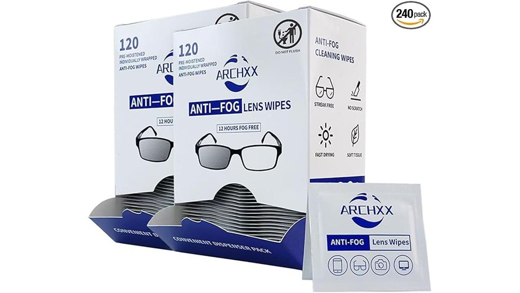 archxx pre moistened anti fog wipes