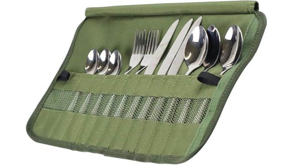 army green roll up utensil organizer