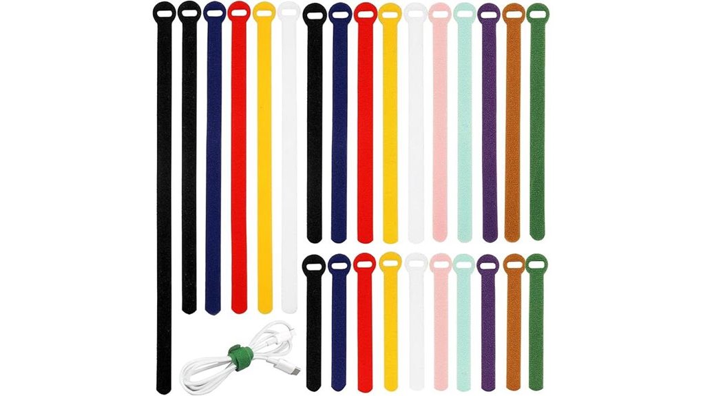 assorted reusable hook and loop cable ties
