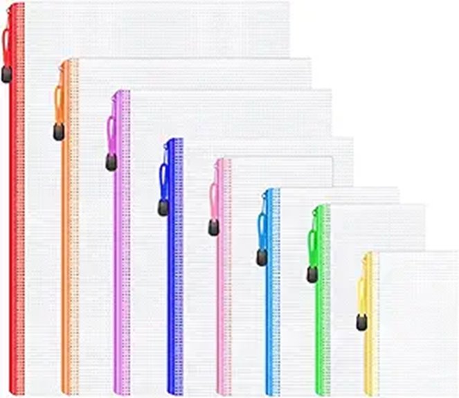 assorted waterproof zipper storage pouches