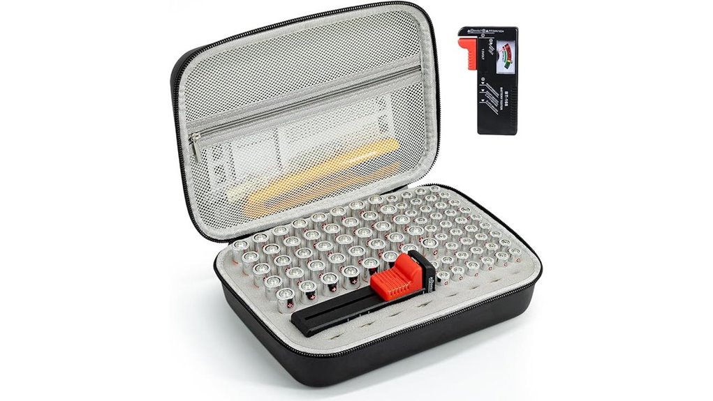 battery storage case with tester