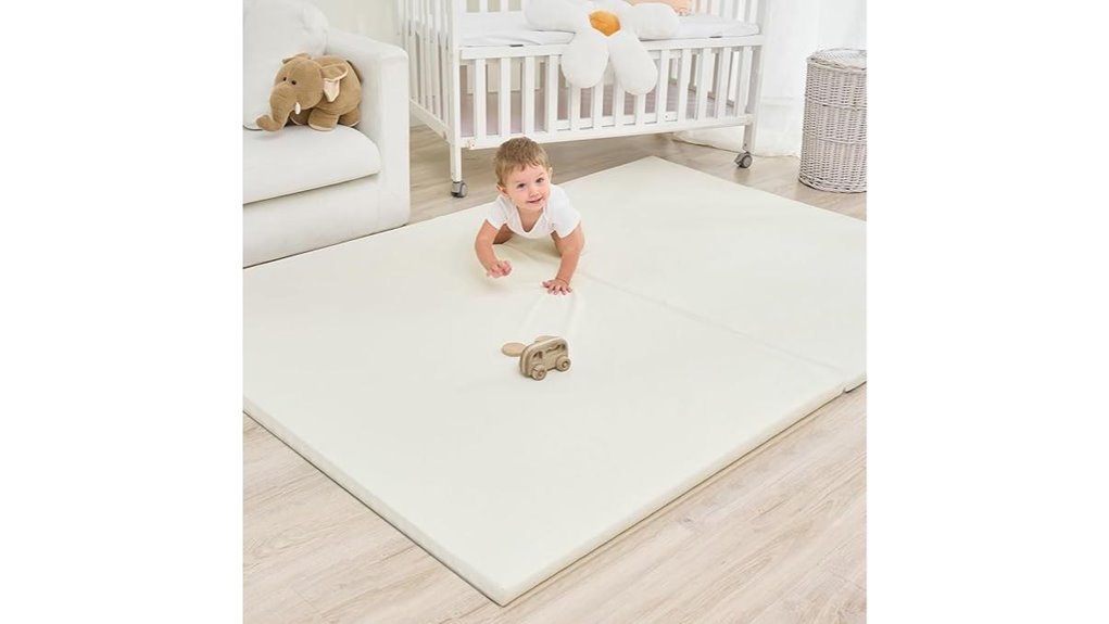 beige foldable vegan leather playmat