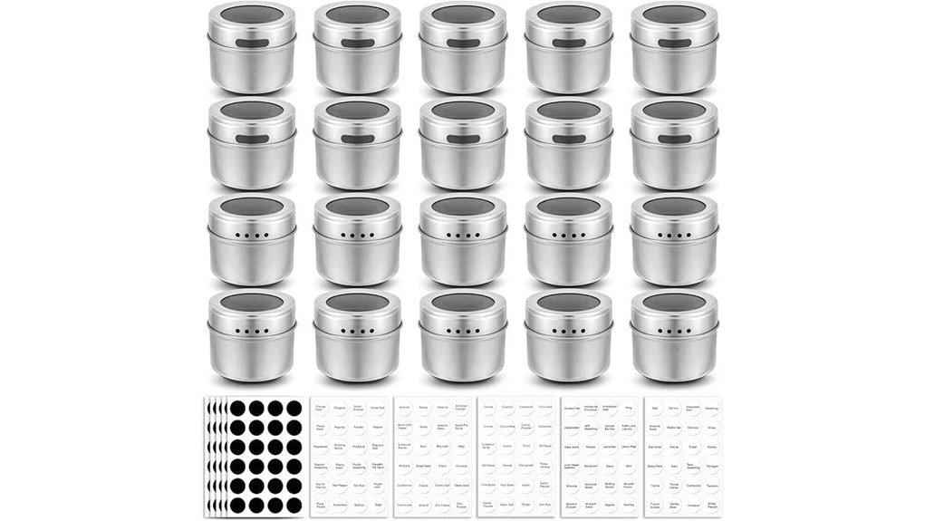 bekith 20 pack magnetic spice jars