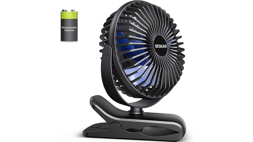 beskar rechargeable clip on fan