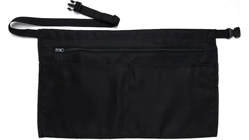black clip on half apron with zip