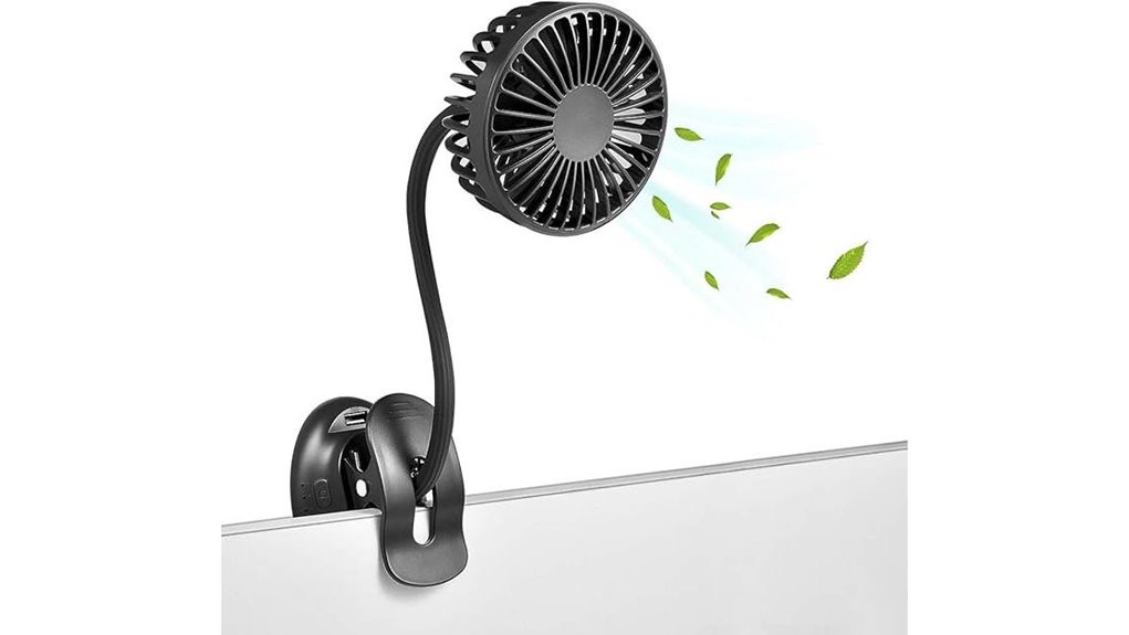 black clip on usb rechargeable fan