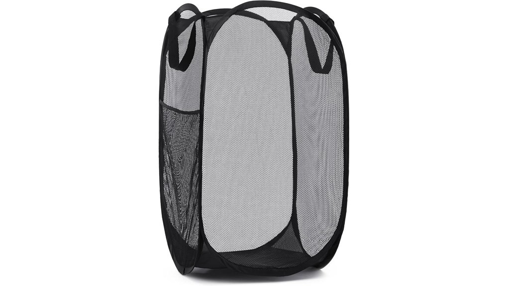 black collapsible mesh laundry hamper