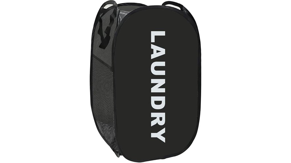 black collapsible pop up laundry hamper