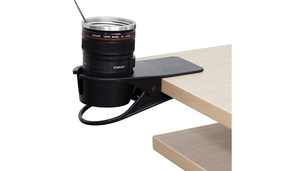 black desk edge cup phone clamp