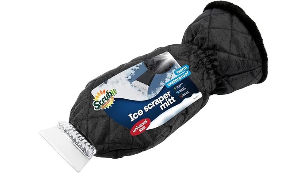 black fleece gloved ice scraper