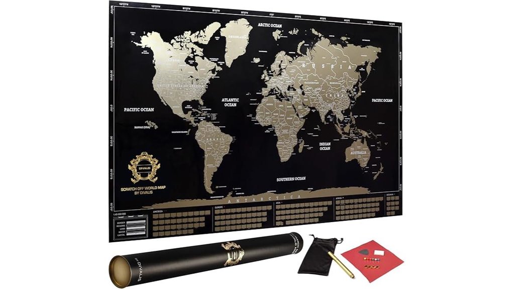 black gold scratch off map