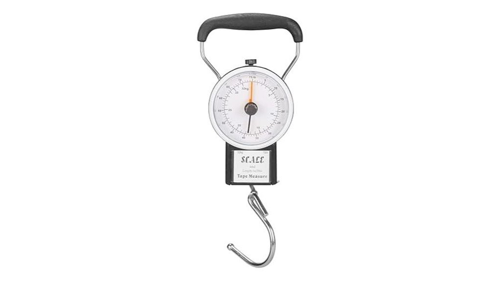 black manual luggage scale with tape