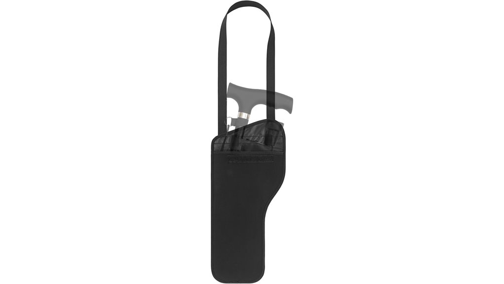 black neoprene folding cane storage