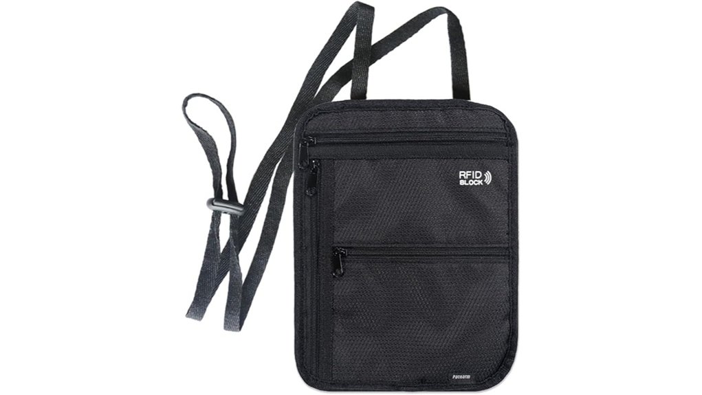 black rfid passport neckwallet