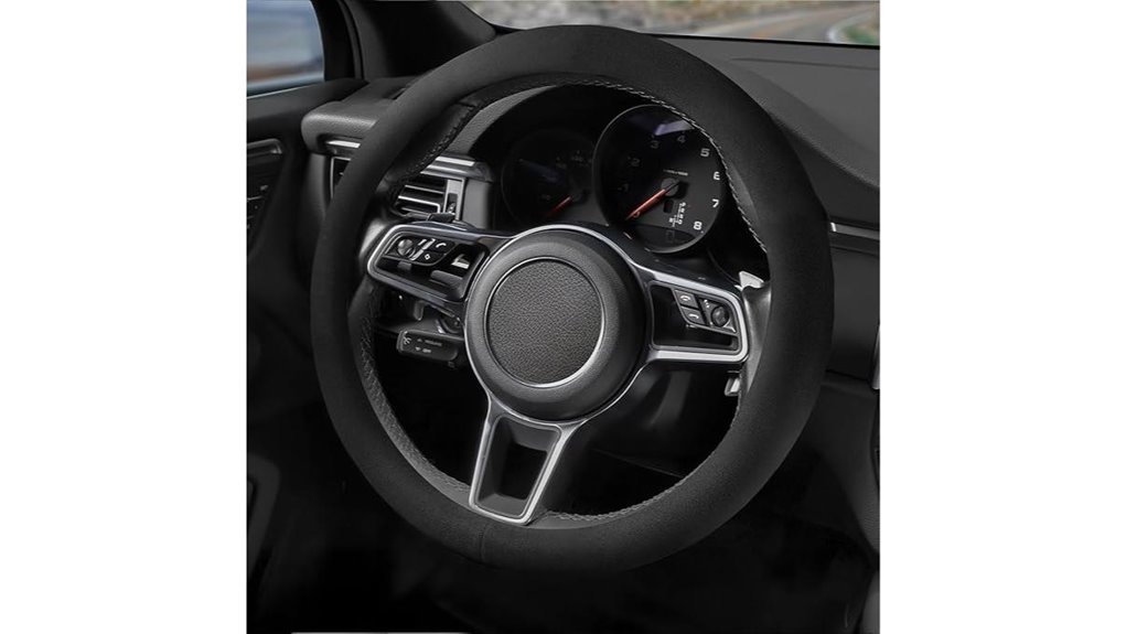 black suede 14 5 15 steering cover