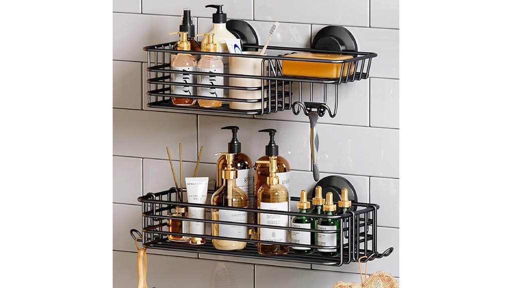 black taili suction cup shower caddy