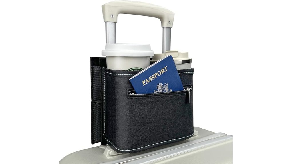 black travel luggage cup holder