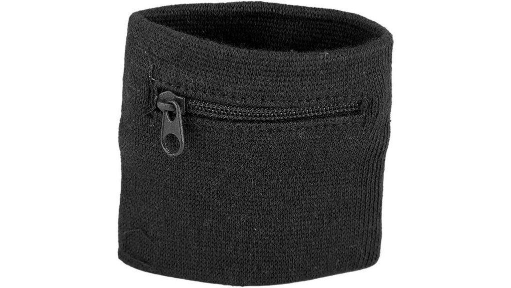 black zippered sweatband wallet