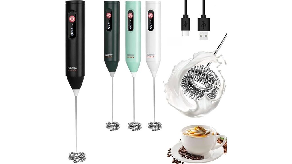 blue 3 speed rechargeable milk frother