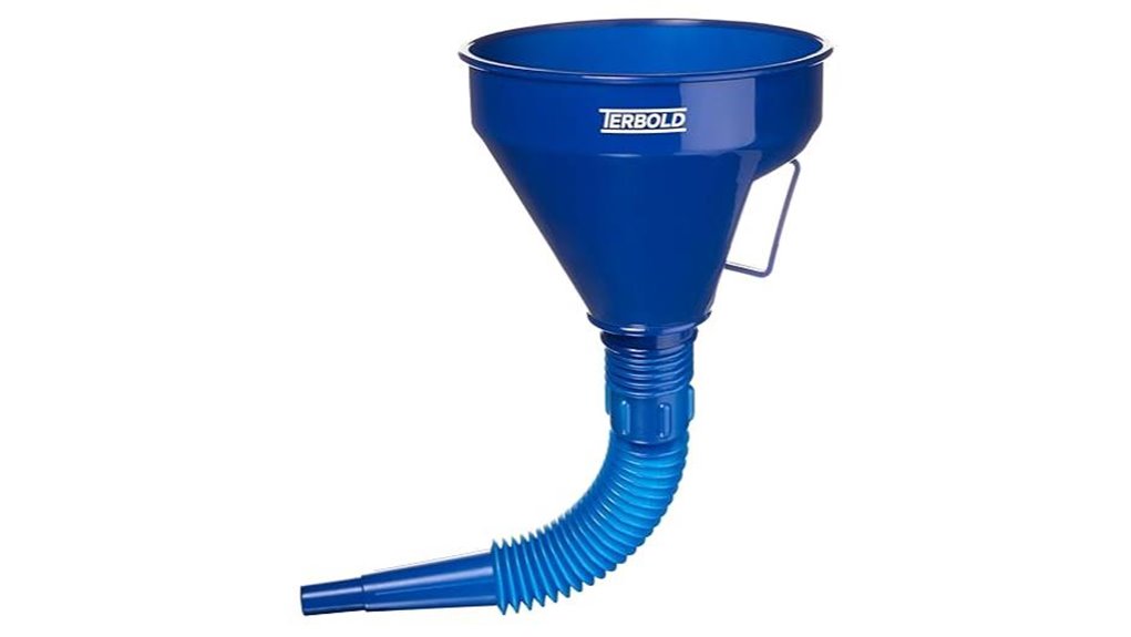 blue flexible automotive oil funnel