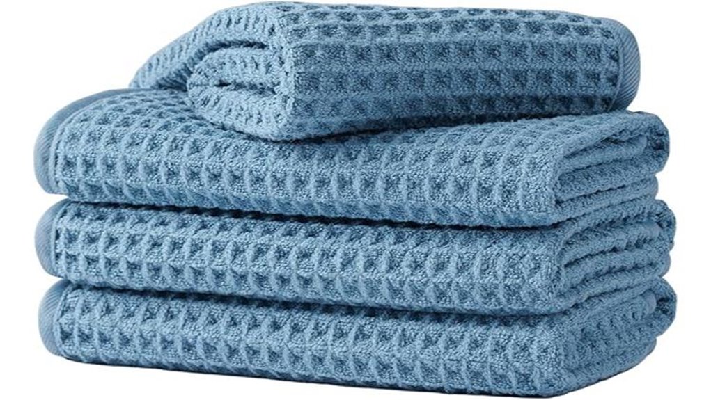 blue microfiber waffle face towels