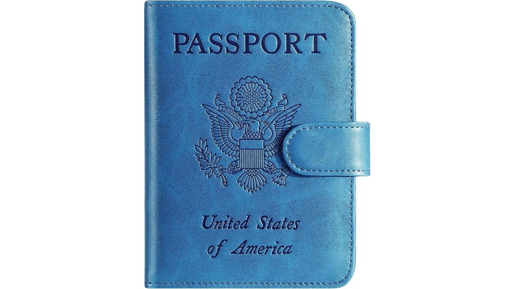 blue rfid leather passport