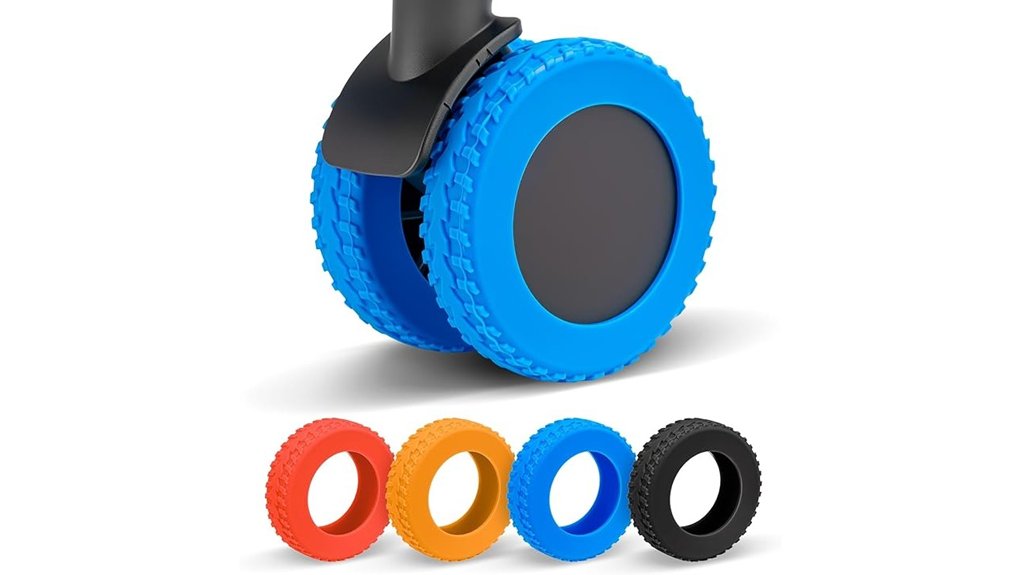 blue silicone luggage wheel covers