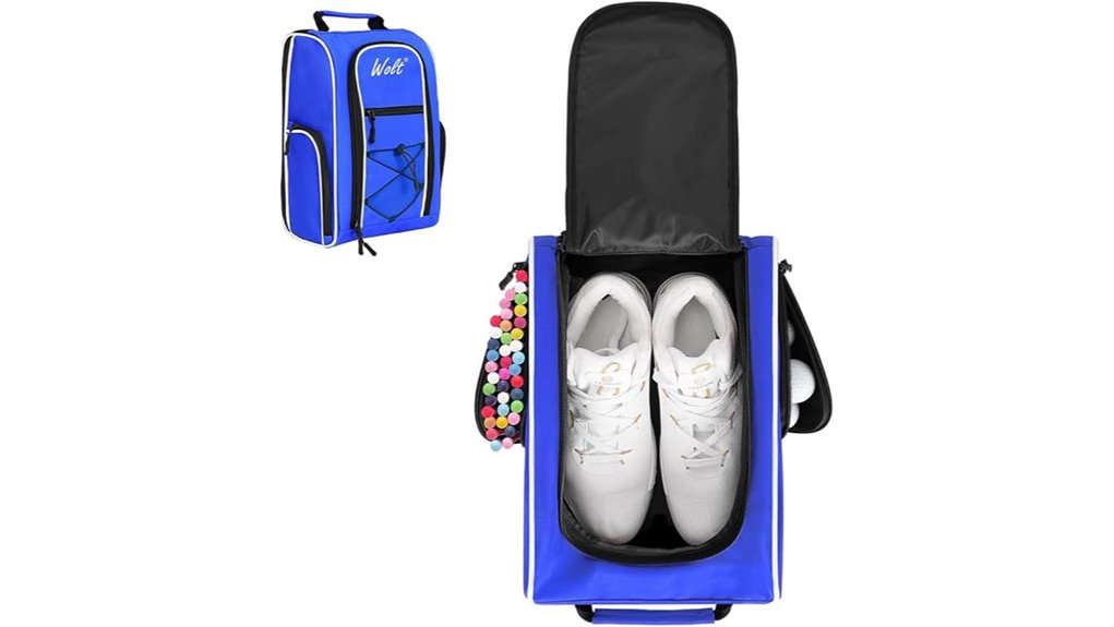 blue ventilated golf shoe bag
