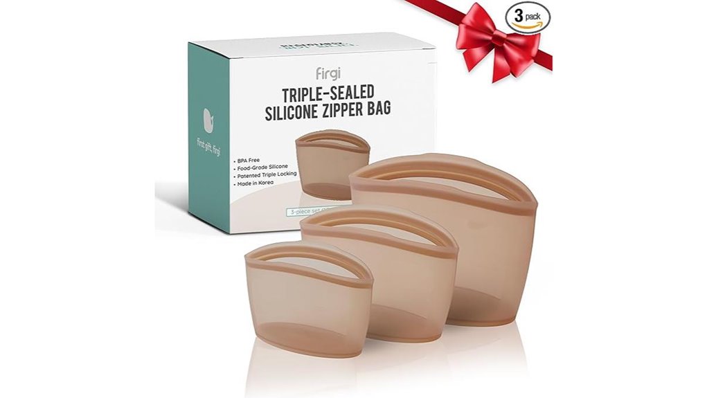 brown reusable silicone storage bags