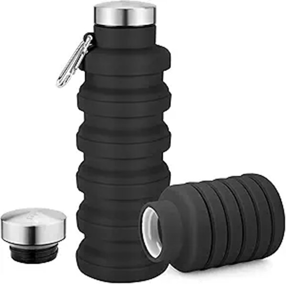 carabiner equipped 17oz collapsible bottle