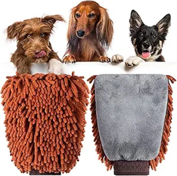 chenille microfiber dog grooming mitts