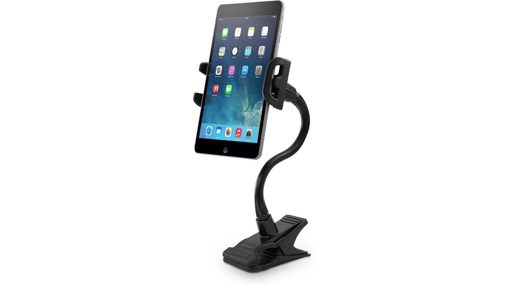 clamp mounted gooseneck tablet holder