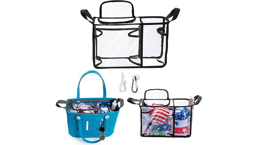 clear beach tote organizer set