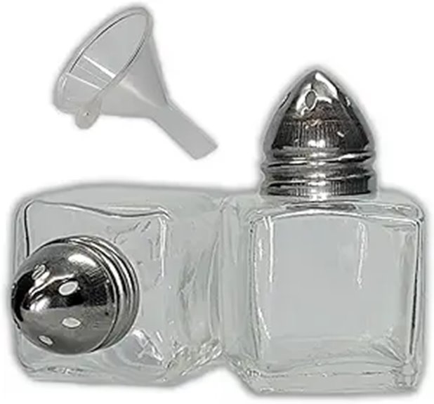 clear glass mini cube salt pepper