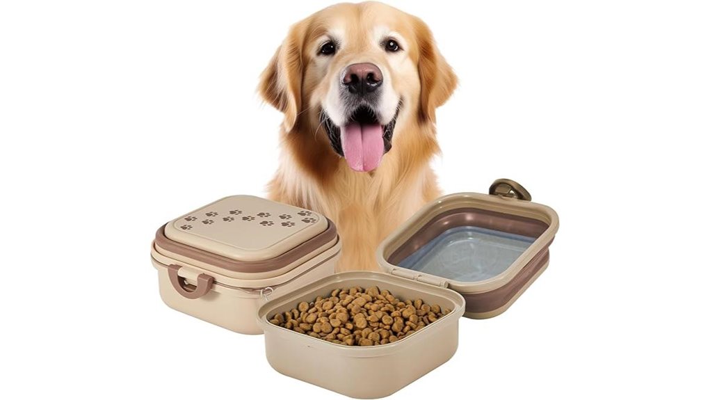 collapsible 30oz khaki pet bowl