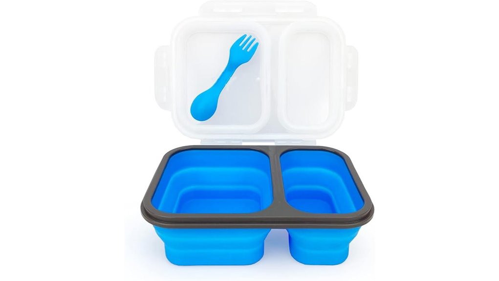 collapsible airtight two compartment bento