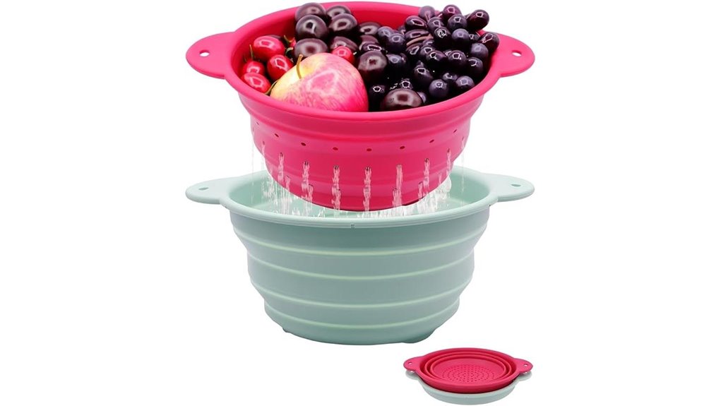 collapsible silicone colander set