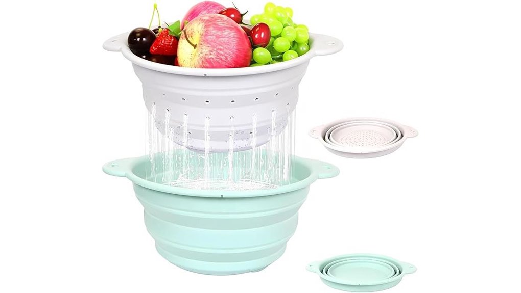 collapsible silicone kitchen colander basin