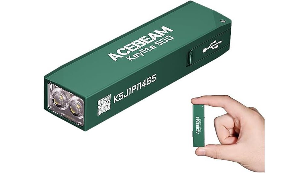 compact 500 lumen rechargeable keychain flashlight