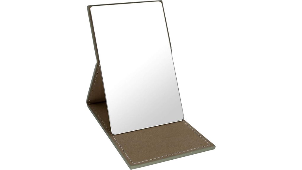 compact leather cased stainless mirror