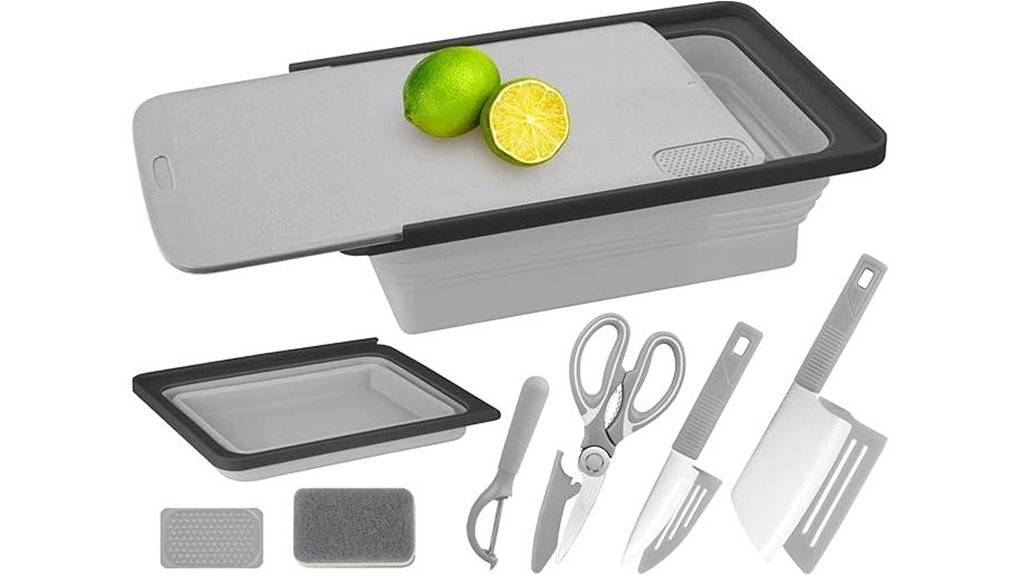 compact seven piece camping cutting set